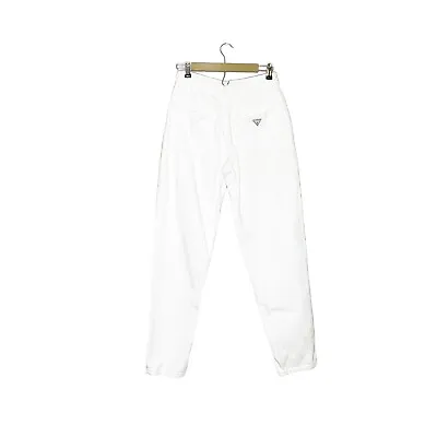 Vintage 90s 28x32 Guess Jeans White Pascal Loose Fit Tapered Leg Logo Pockets • $112.49