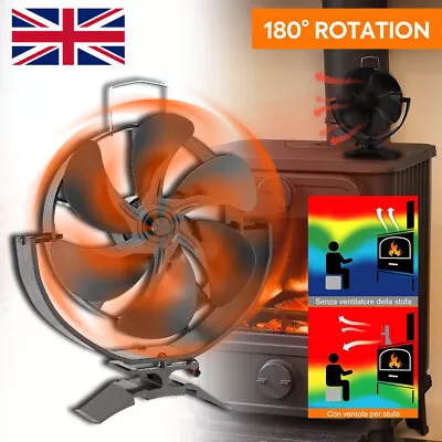 180° Stove Fan 6 Blade Heat Powered Wood Log Burner Top Fire Burning Fan Eco Fan • £27.99