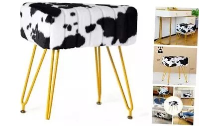 Vanity Stool Chair Faux Fur Vanity Seat Ottoman Soft Furry Makeup Stool Cow • $43