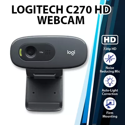 Logitech C270 HD Webcam Widescreen Clip-On Noise-Reduction Laptop Desktop Cam • $59