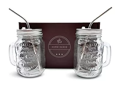 Gift Set Mason Jar Mugs With Handle Regular Mouth Colorful Lids With 2 Reusa... • $30.92
