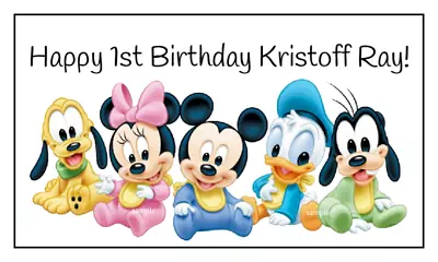 16 Large Personalized Baby Mickey Mouse Birthday Stickers 3.5  X 2  Square • $5.49