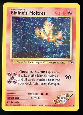 Blaine's Moltres Gym Heroes 1/132 Holo Unlimited Holo Rare Pokemon Card WOTC • $59.99