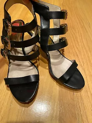 Michael Michael Kors Black Strappy Gladiator Sandals Heels Size 6.5 • $19.99