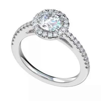 Halo Lab Created Diamond Engagement Ring With Split Prong Scallop Setting • $1023.01