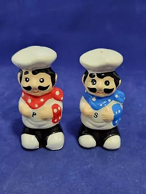 Vintage French Chef Salt And Pepper Shakers 3 1/2  Tall • $5.50