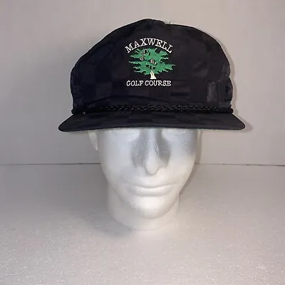 Vintage Maxwell Golf Course Checkered Pattern Strap Back Hat Black OS Imperial • $34.99
