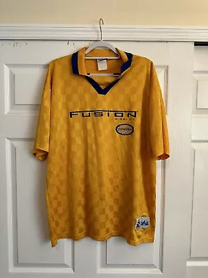 Vtg Majestic Miami Fusion FC Men’s Soccer Jersey Size Large MLS 90s Yellow Blue • $95