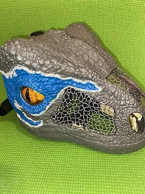Jurassic World Velociraptor Blue Chomp & Roar Toy Dinosaur Head Face Mask • $29.99