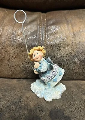 Vintage Angel In Clouds Figurine Card Note Memo Photo Holder Desk Figurine • $6.99