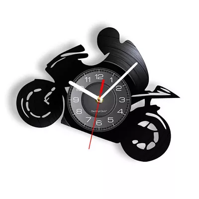  Motorcycle Man Clock Vinyl Record Wall Clock Art Decor Handmade Battery Power • $24.99