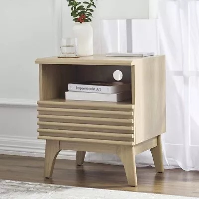 Modway Render Mid-Century Modern Bedside End Table In Oak - Nightstand • $80