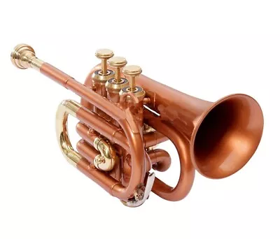 SUMMER SALE Mini Pocket Trumpet NEW COPPER BRASS LOOK Bb POCKET TRUMPET +M/P • $130.85