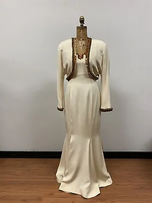 Vintage 1980’s FABRICE New York Couture Evening Gown With Jacket • $295