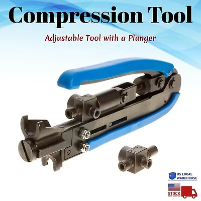 Adjustable Compression Tool Plunger RG59 RG6 RG11 F BNC RCA Ratchet Crimper Coax • $25.99
