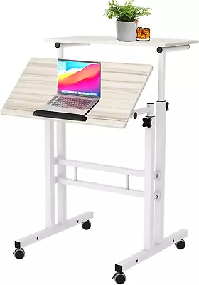 Mobile Standing Desk Laptop Workstation On Wheels Adjustable Computer Desk For  • $140.44