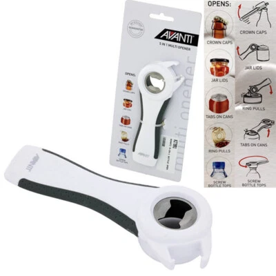$16.95 • Buy AVANTI 5 In 1 Multi Opener Crown Cap Jar Lid Ring Pull Tab On Can Screw Top!