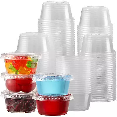 130 Sets 2Oz Jelly Shot Cups Small Plastic Containers With Lids Airtight And Sta • $17.93