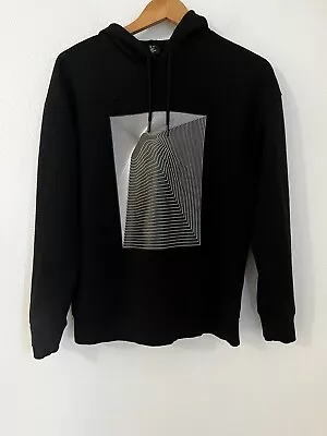 H&M Mens Medium Black Graphic Sweatshirt Hoodie M Minimalist Modern EUC • $13