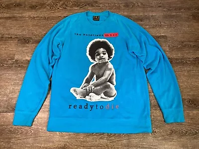 Notorious BIG Brooklyn Mint Mens Large Blue Biggie Smalls Ready To Die Sweater • $19.99