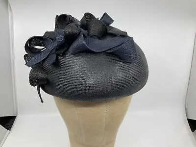 Marzi Of Italy Ladies Black Handmade Boutique Hat W/ Blue And Black Ribbon Trim • $32.50