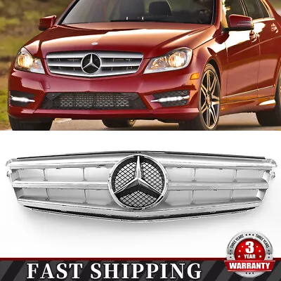 Silver Grille Sports Grill For Mercedes-Benz W204 C200 C250 C280 C300 2008-2014 • $75.58