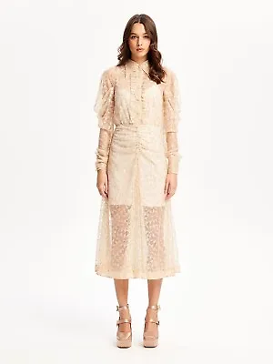 Designer Alice Mccall Chai Latte Moon Landing Midi Dress -size 8 Au/4 Us • $150