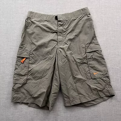 Vintage Nike Cargo Shorts Gray Mens Medium Nylon Snap • $23.70