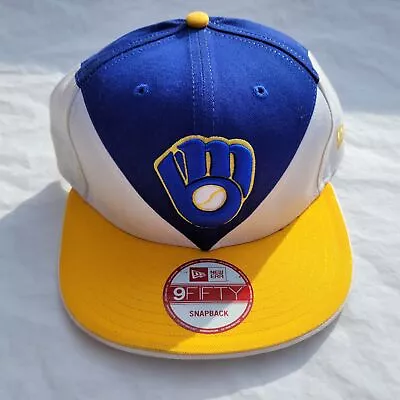 Milwaukee Brewers Baseball Hat New Era Mens 9Fifty Adjustable Hat MLB Cap • $32.29