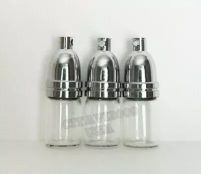 Small Clear Glass Vial Pendant Bottle - Silver Screw Cap -  Set Of 3 • $12