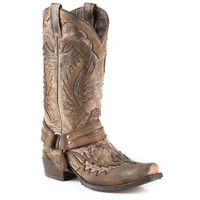 Men's Stetson Outlaw Boots Square Rocker Toe Handcrafted Brown • $326.99