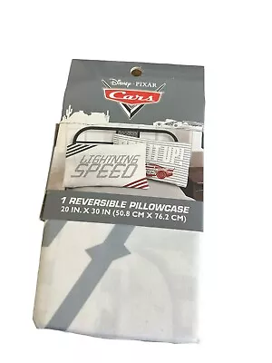 Disney Cars Lightning McQueen #95 Speed White Gray Reversible Pillowcase New • $13.49