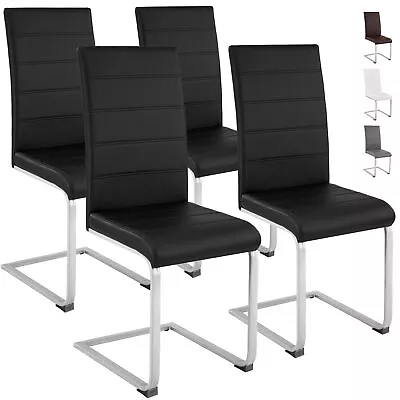 Cantilevered Chairs Set Of 4 | Modern Leatherette Office Table & Kitchen Dining • £190.99