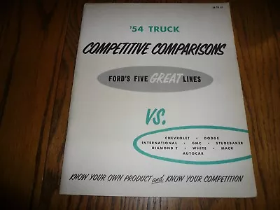 1954 Ford Truck Competitive Comparisons Chevy Dodge GMC Mack White International • $14.94