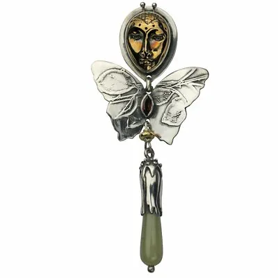 Tabra 925 Silver & Bronze Goddess Butterfly Garnet Pendant Rare By Esme's Vault • $284