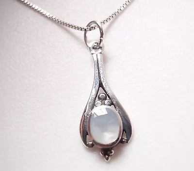 Small Mother Of Pearl Accented 925 Sterling Silver Pendant • $13.99