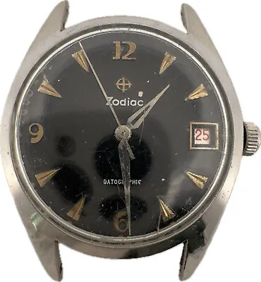 Vintage 33.7mm Zodiac 694 Datographic Men Automatic Wristwatch 1363 Swiss Steel • $190