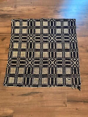$35 • Buy 19th Century Woven Coverlet Remnant 32  X 31 