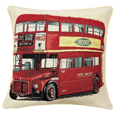 Signare Double Decker Red Bus Tapestry Square Throw Sofa Cushion Cover Inner Pad • £24.99