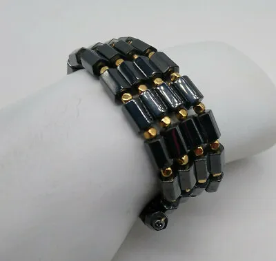 Therapeutic Hematite Magnetic Bead Wrap Bracelet; Handmade 24 ; Gold/ Black • $15.24