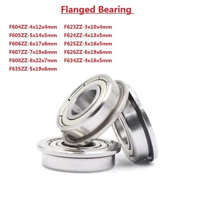 Miniature Deep Groove Ball Flanged Shielded Bearings F604ZZ-F635ZZ Bearing Steel • $3.29