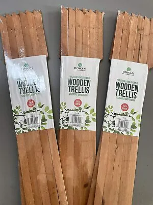 3X Garden Gardeners Dark Wood Coloured Wooden Expanding Expandable Trellis 5x2f • £10.99