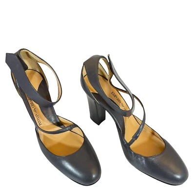 £39.99 • Buy Emporio Armani Original Women Shoes Grey Real Leather Ankle Strap Size 6.5 UK