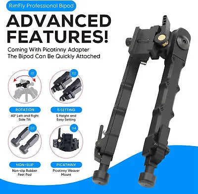 V9 Adjustable Rifle Bipod 7.5''-9''QD Tactical Picatinny Rail Flat Shoot Hunting • £21.75