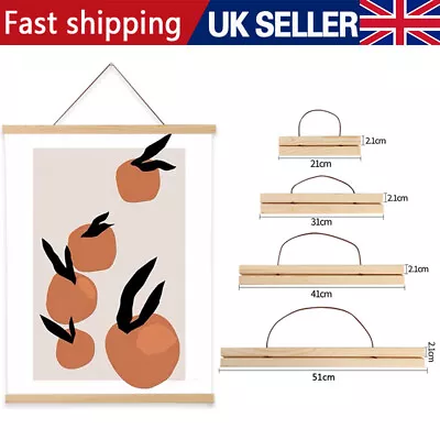 Magnetic Wood Photo Picture Frame Poster Scroll Print DIY Picture Hanger 21-51CM • £6.99