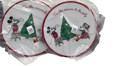 Pottery Barn Kid Mickey & Minnie Mouse Christmas Plates Disney Decorating Tree • $29.95