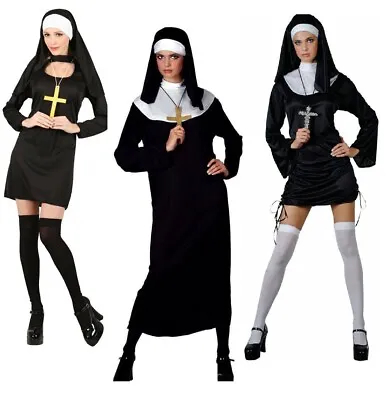 £16.99 • Buy Ladies Nun Costume Adult Sister Act Fancy Dress Sexy Religious Womens Outfit