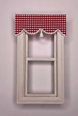 Dollhouse Curtains - Shade - Red & White Check With Tassel - 3   Wide • $5.95