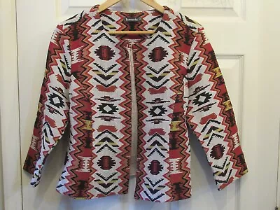 Lovely Bonmarche Brown Aztec Patterned Tapestry Upholstered Jacket Size 18 • £5