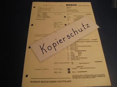 Porsche 911 L Sportomatic Year From 1967 Original Bosch Test Values Sheet • $9.17